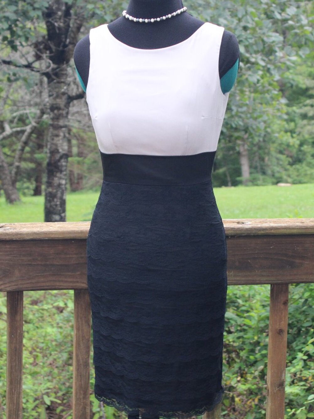 Classy Cocktail DRESS sleeveless SHEATH black lace tiered ruffle skirt H&M Sz 4